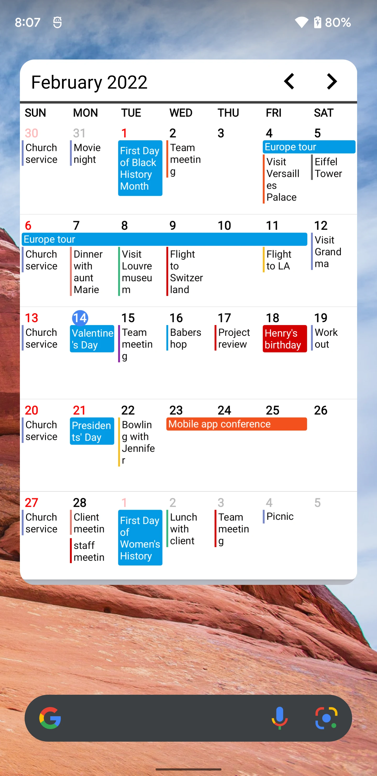 Calendar Widgets Suite screenshot