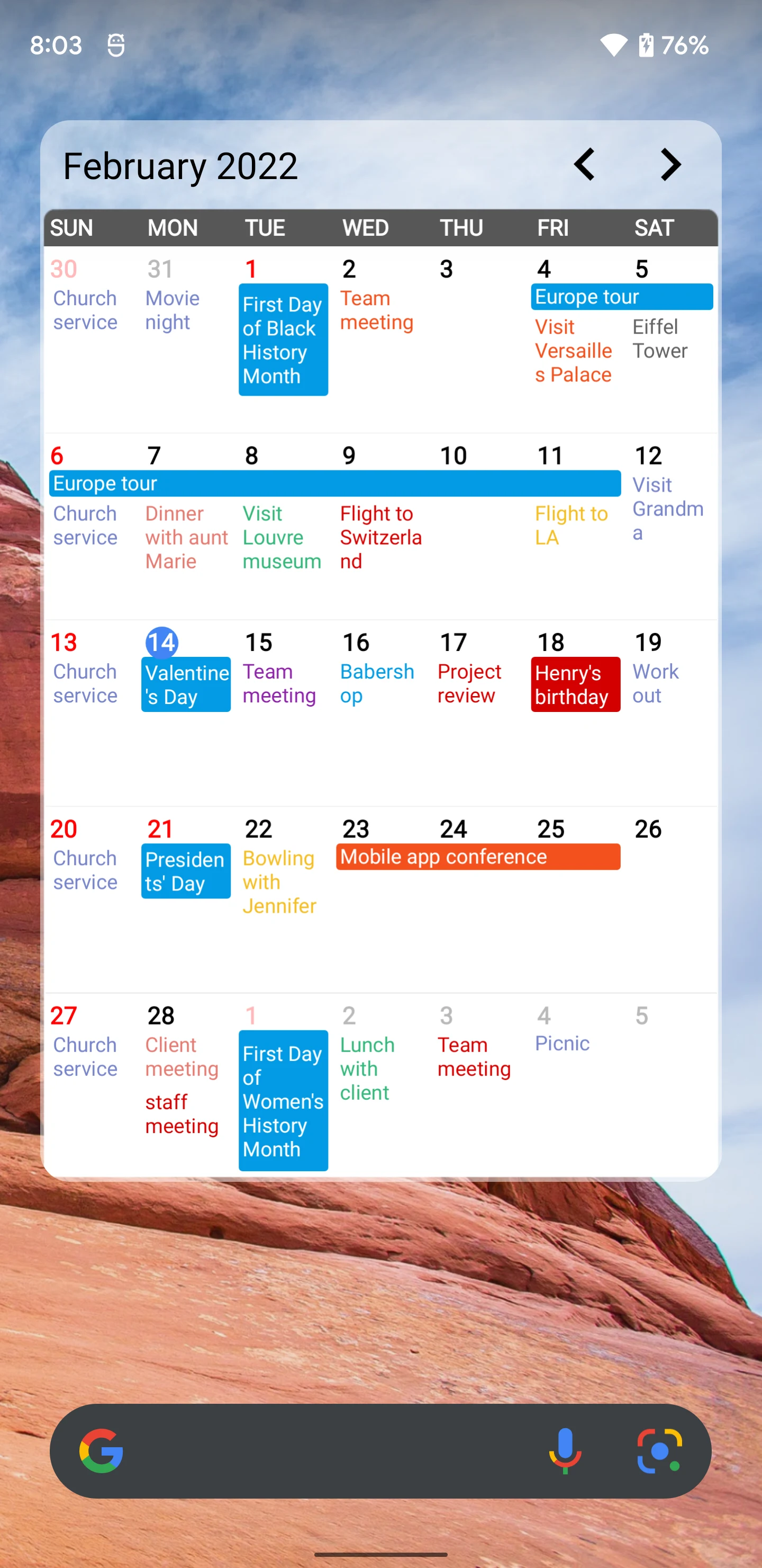 Calendar Widgets Suite screenshot