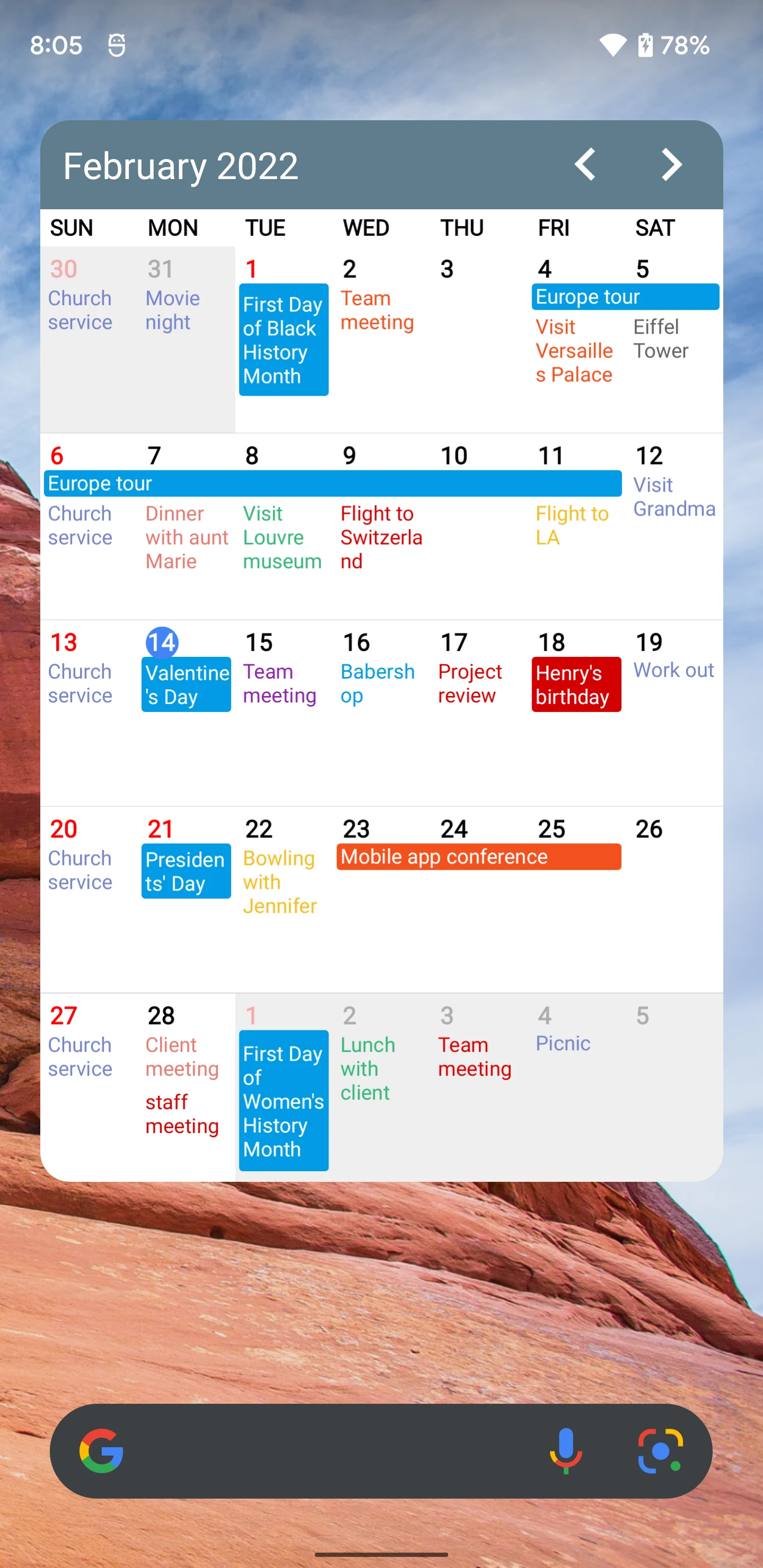 Calendar Widgets Suite screenshot