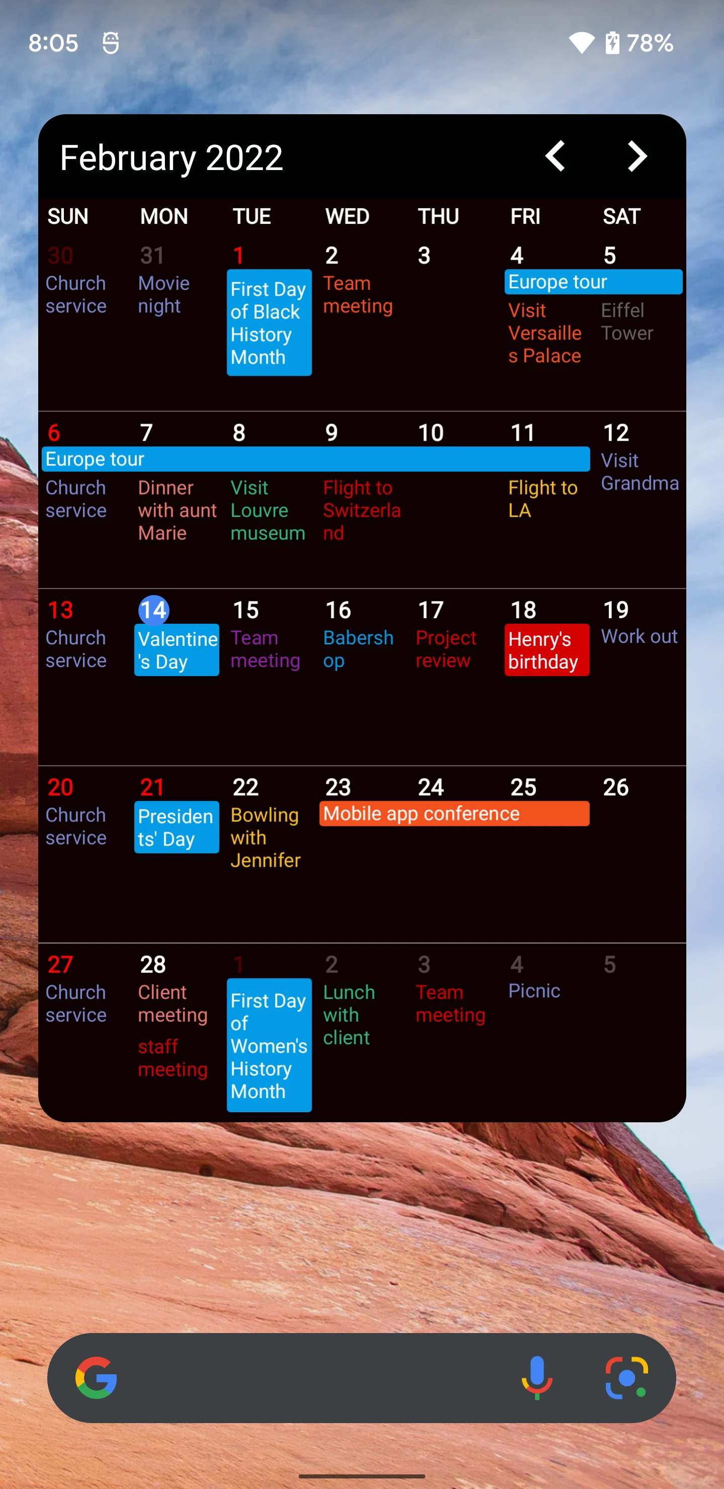 Calendar Widgets Suite screenshot
